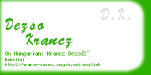 dezso krancz business card